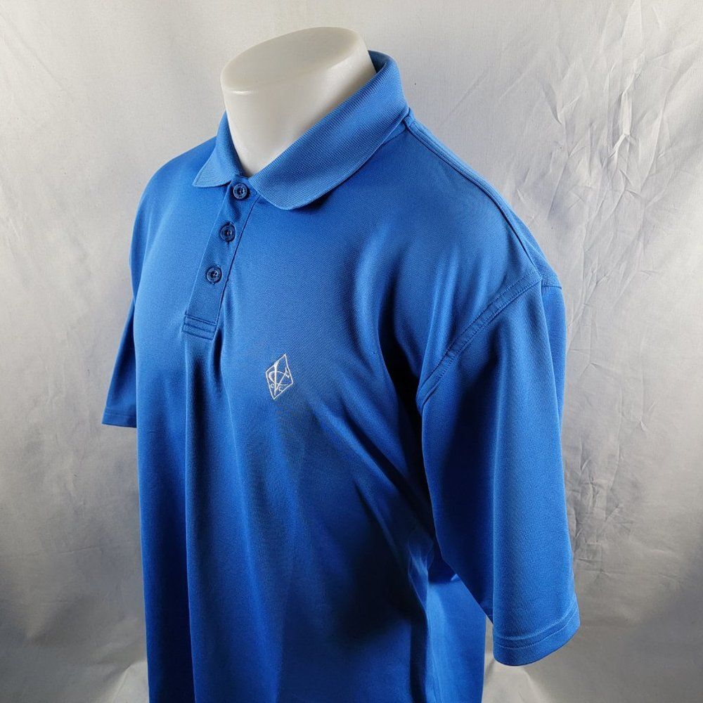 Under Armour Polo Shirt Mens Size Large L Short Sleeve Golf Solid Blue Stretchy